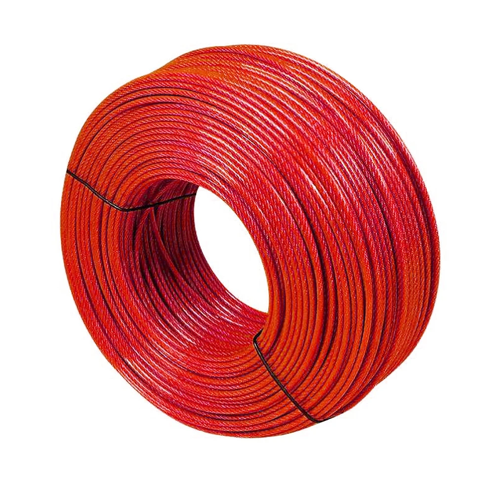 1-6mm Red PVC Steel Wire Rope 304 Stainless Steel Handling Suspension Steel Cable Rope for Guardrail Suspension Handling 5-100M