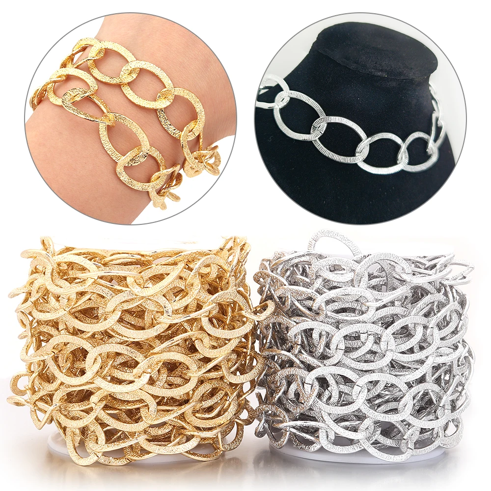 5yards/Roll 20x16mm Long Open Ring Link Chains Aluminium Chain For Jewelry Making Extension Necklace Chains Tail Extender Chain