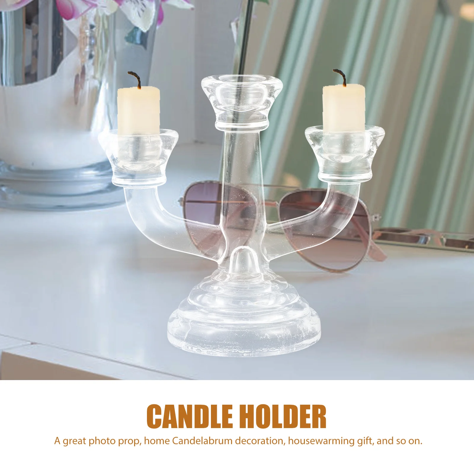 

Glass Candelabra 3 Holder French Style Branches Candlestick Wedding Home Decoration Romantic Lighting Suitable Festivals