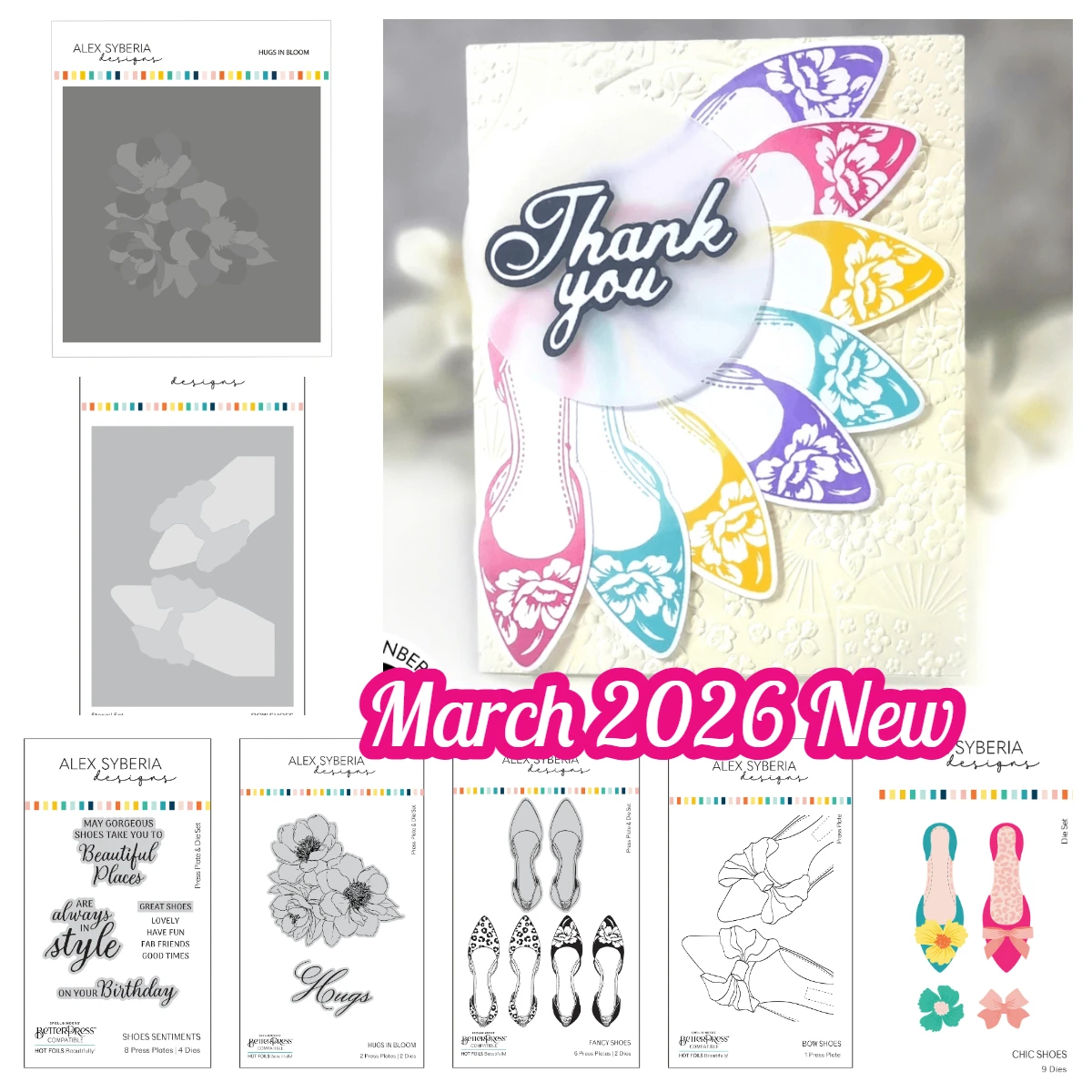 

2026 ALEX SYBERIA Bow Shoes Chic Shoes Die Set Metal Cutting Dies stamps stencils Hot foil for DIY Gift Scrapbook Photo Album