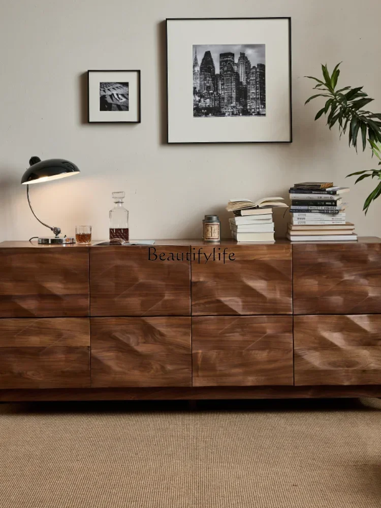X4 parts and accessoriesNorth American black walnut solid wood eightbucket cabinet storage Nordic TV drawer cabinet
