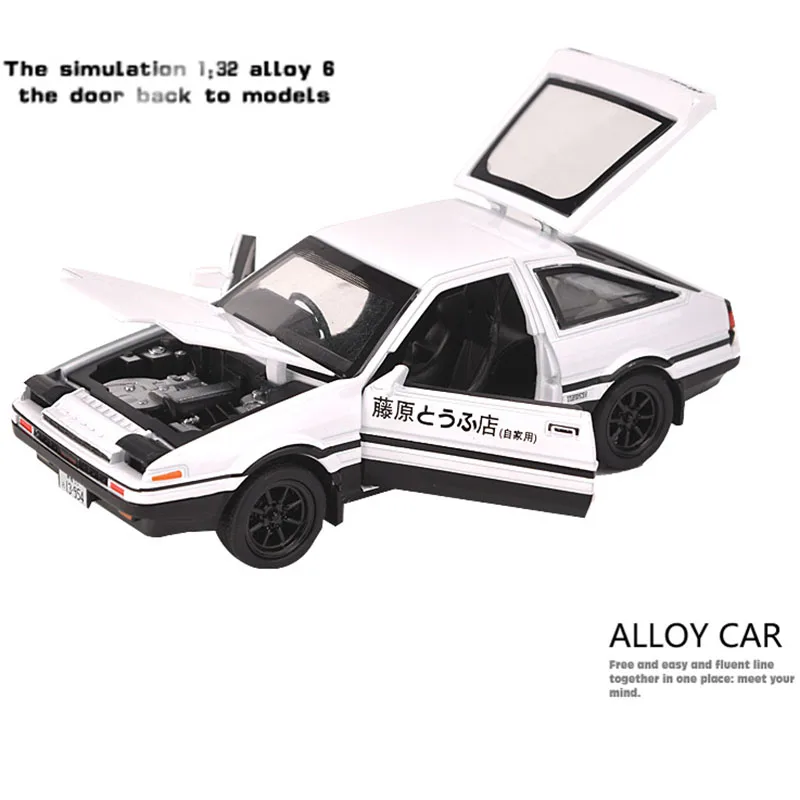 

1/32 AE86 Игрушечная модель автомобиля из сплава со звуковым светом, открытые двери, литая под давлением модель, коллекция игрушек для мальчиков и взрослых, праздничные подарки