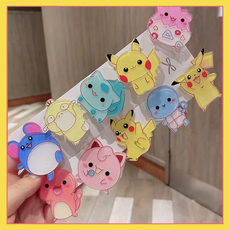 

New pokemon Children's Hairpin Net Red Cute Cartoon Edge Clip Hairpin Grip Clip Baby Hair Accessories Children's Gift