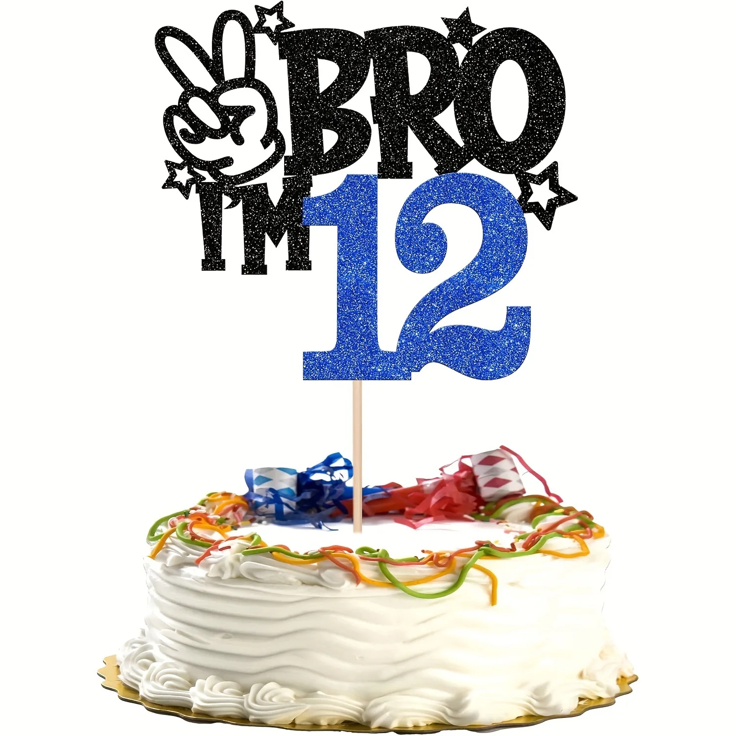 

I'M BRO 12-летний топпер для торта, возраст, тема с днем рождения, топпер для кексов, черная звезда, детские принадлежности для выпечки, украшение для десерта своими руками