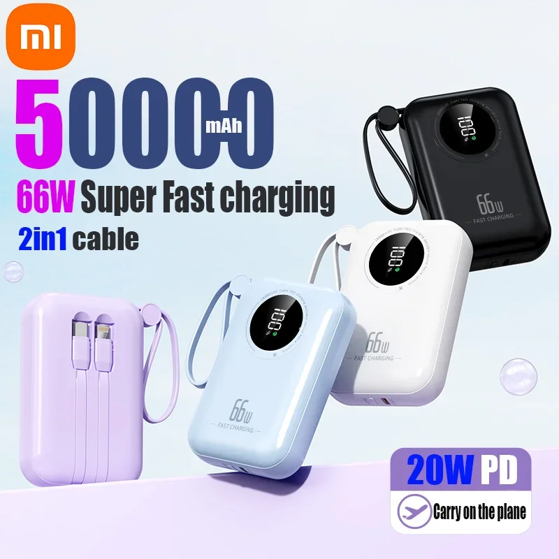 Xiaomi 66W 50000mAh Power Bank mit großer Kapazität 4 in 1 Schnellladung Powerbank Tragbares Ladegerät für iPhone Samsung Huawei