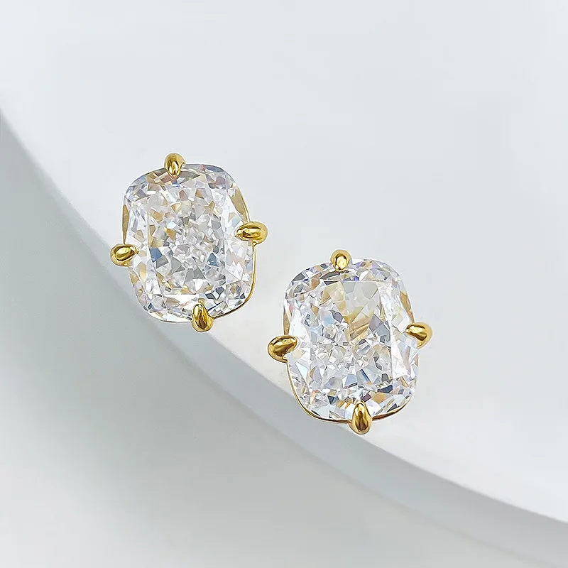 

Wedding Engagement 8*10mm Moissanite With GRA D VVS1 925 Silver Diamond Gemstone Earrings For Women 18K Plated Fine Jewelry