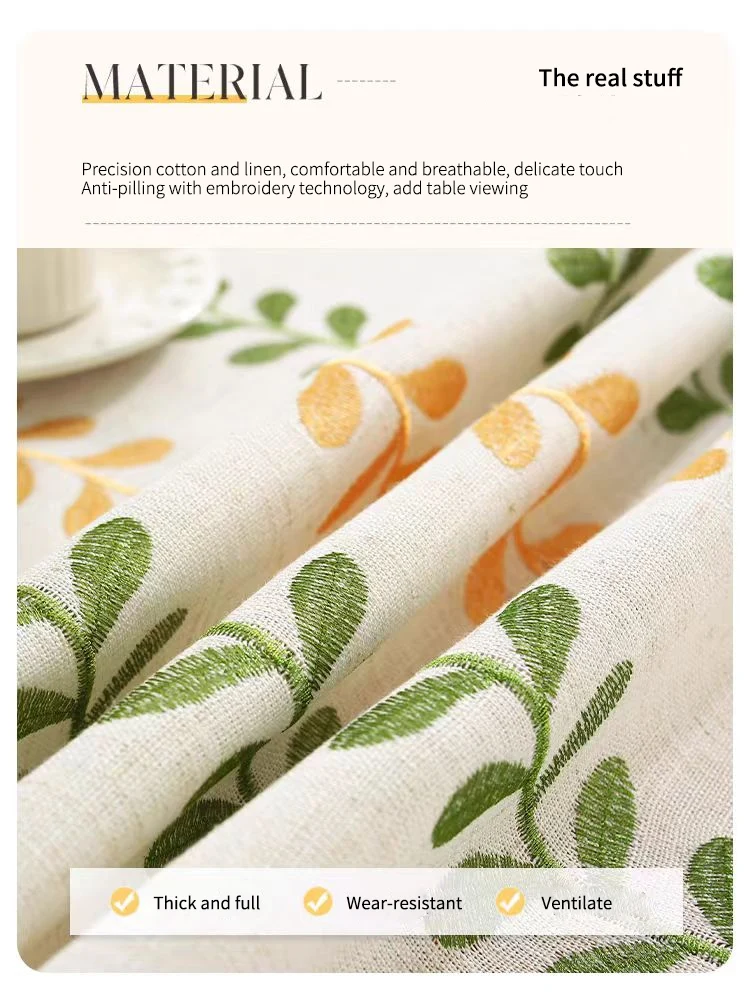 Linen tablecloth, waterproof and machine washable,Suitable for 6-foot rectangular dining table tablecloth