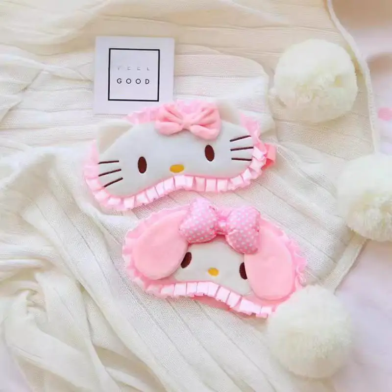 قناع عين للنوم من Kawaii Hello Kitty للنساء ، قناع نوم ، دانتيل ، عبوة ثلج ، جمال ، قطة لطيفة ، إكسسوارات هدايا ، بيع بالجملة