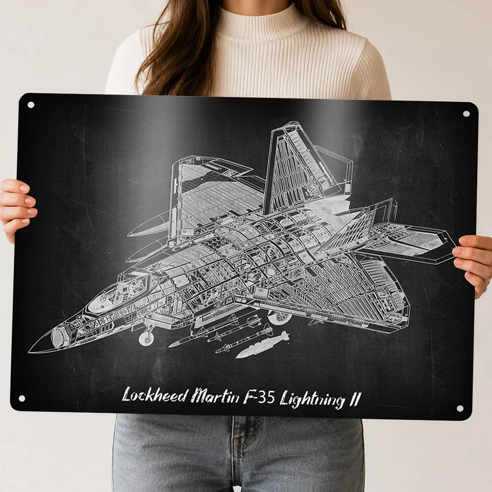 Lockheed Martin F35Light Metal Poster Perfect Gift for Fans Lovers Personalized Wall Art Metal Sign for Interior Accessories