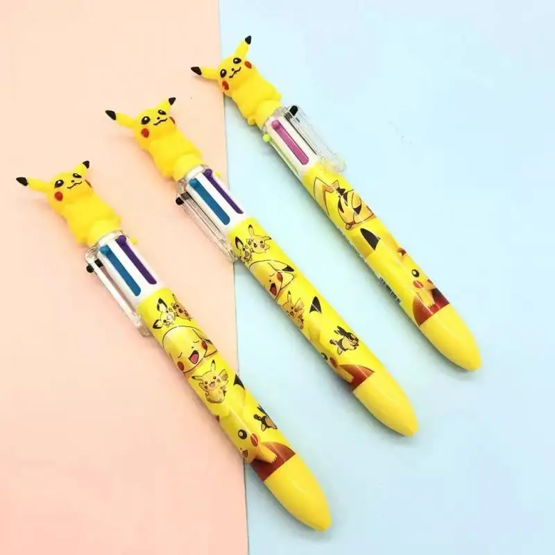 Pokemon Pikachu Cute Cartoon Kawaii 6/8 color Ball Point Pen Pet by Hand Account Pen Adult and Child Learning Ballpoint Pen Gift