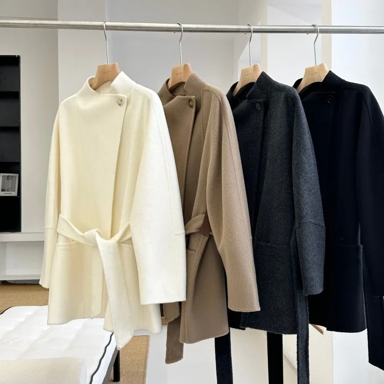 

Двустороннее шерстяное пальто Wood Giant 2090: легкое, осенне-зимнее, женское, на одной пуговице, с отложным воротником, элегантное