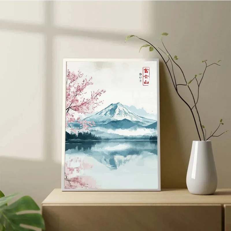 اليابانية خمر المشهد الملصقات كرين بحيرة الصيد يطبع حائط لوح رسم صورة فنية لغرفة المعيشة ديكور المنزل