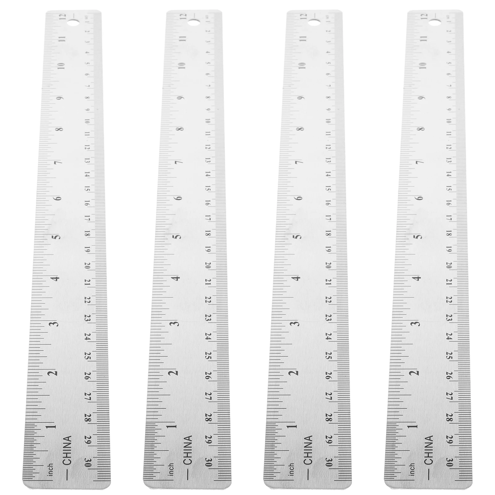 

4Pcs Stainless Steel Cork Backing Rulers Measuring Tools Inches Centimeters Students School Office Home MultiFunction Straight