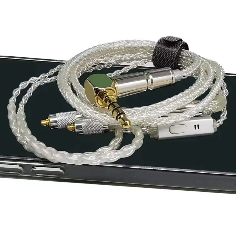 Câble d'écouteur amélioré micro 8 cœurs, bricolage, monocristallin, cuivre, placage d'argent, 3.5mm, MMCX 0.78, 2 broches avec microphone, sauna, câble de téléphone
