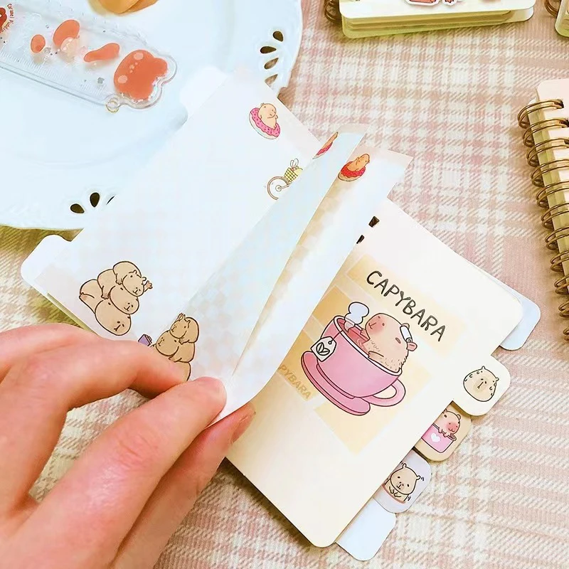 Portable Kawaii Coil Notebook Cartoon Capybara Journal Mini Notepad Diary Agenda Planner Kids Stationery Gift School Supplies