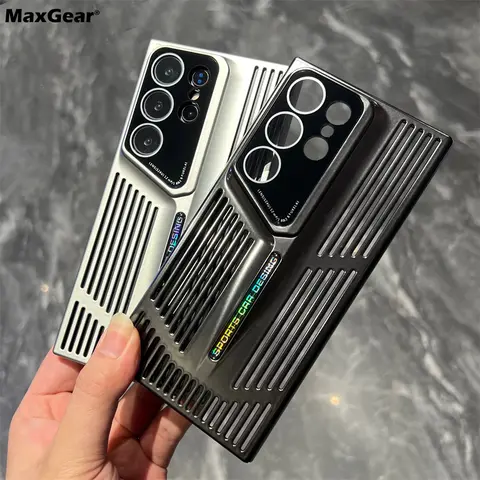 럭셔리 할로우 러기드 아머 초박형 케이스, 삼성 갤럭시 S24 S23 S22 플러스 울트라 S24 울트라 방열 충격 방지 커버