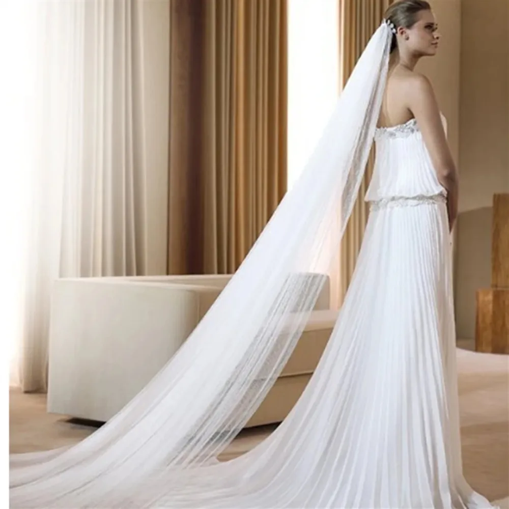 أنيقة 2/3/5 متر حجاب الزفاف مع مشط أبيض عاجي بسيط العروس كاتدرائية الحجاب اكسسوارات الزفاف Vestido De Noiva طرحة الزفاف #4