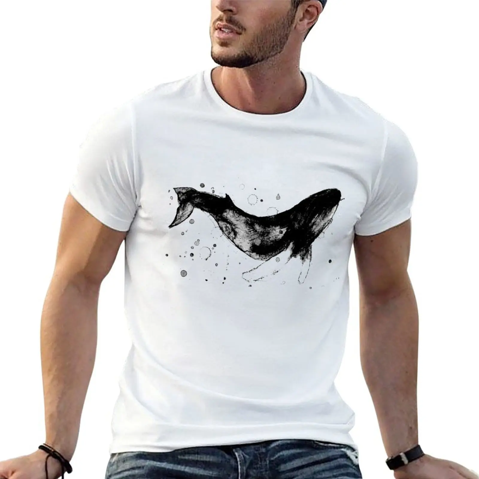 Watercolour whale T-Shirt t shirts for man graphic tees man t shirt cotton funny t shirts man T-shirt