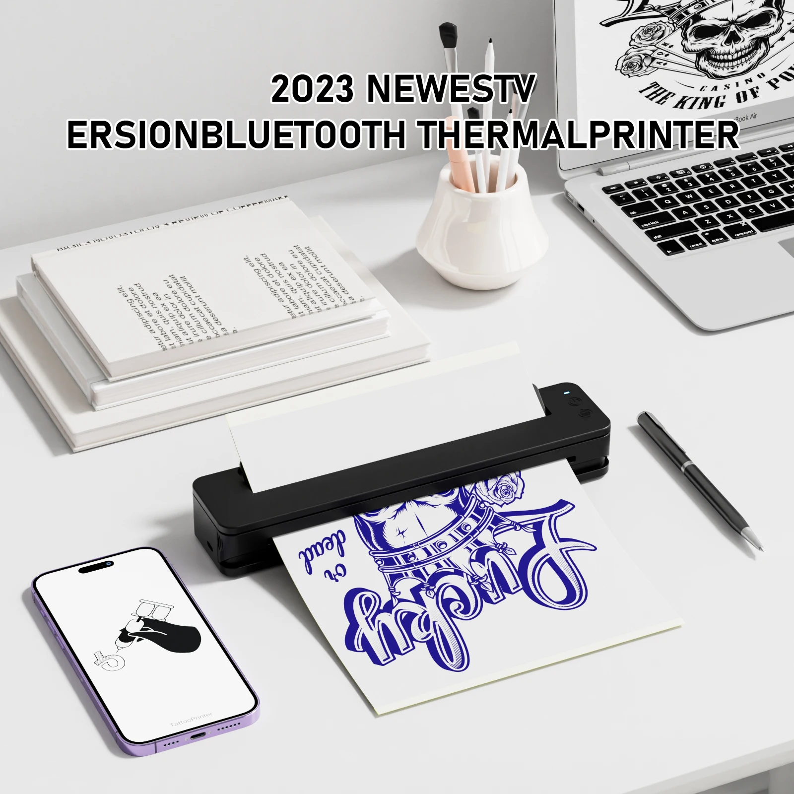 CNC 2500mah Wireless Bluetooth USB Tattoo Transfer Machine with APP Mobile Mini Printer Tattoo Thermal Printer