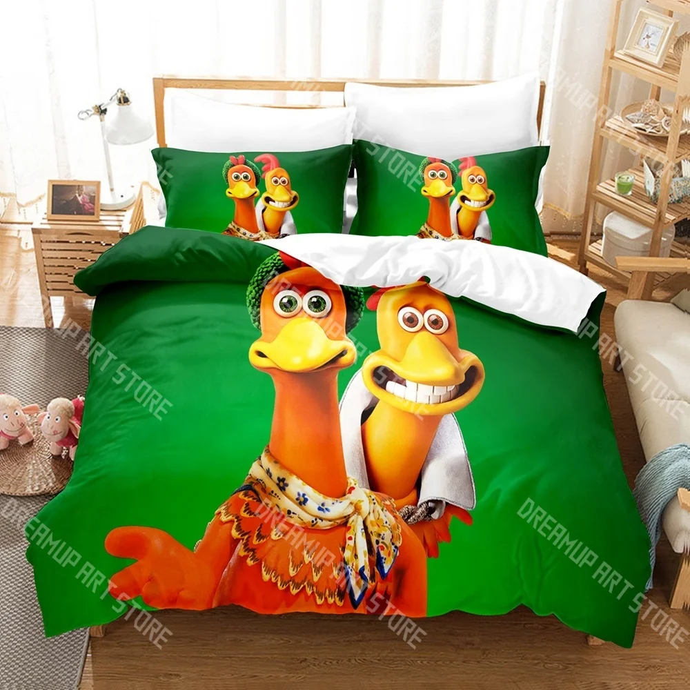 Fashion Chicken Run Cartoon Bedding Set Single Twin Full Queen King Size Bed Set Kids Bedroom Duvetcover Sets Bed Sheet Set