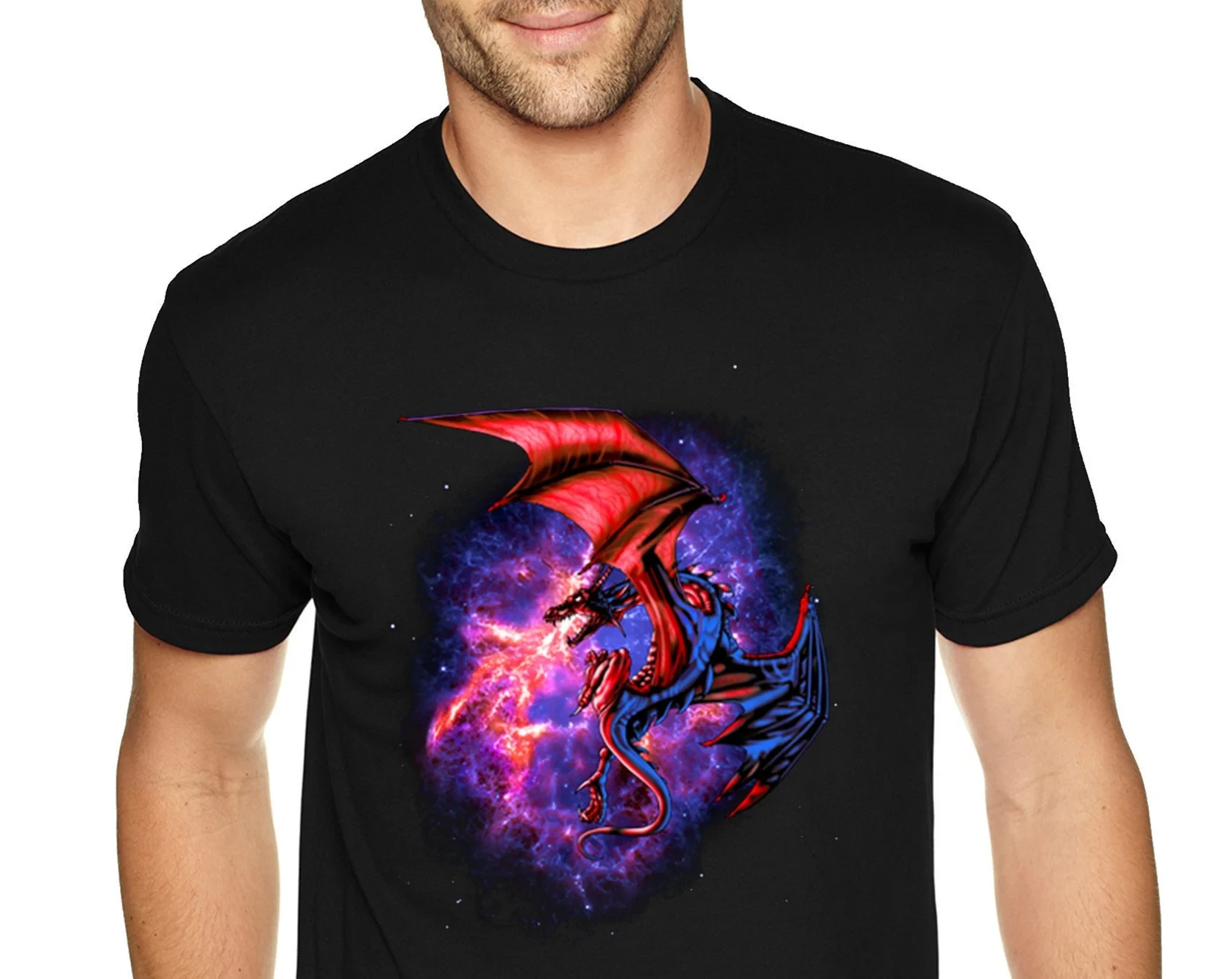 Camiseta de dragón espacial para hombre, camiseta de fantasía cósmica de galaxia, Animal mágico, serpiente alienígena, reptil, mitología, mazmorra, superventas