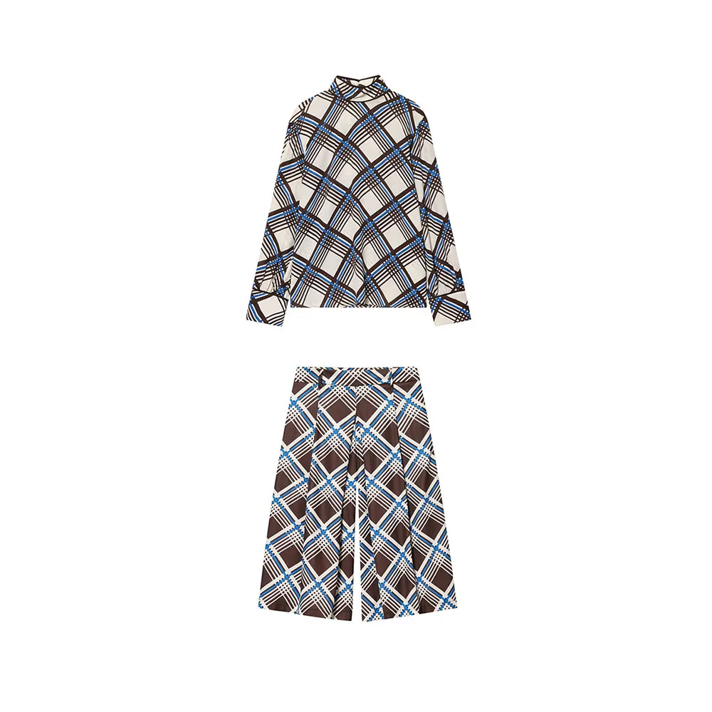 

Новая осенне-зимняя женская модная универсальная клетчатая рубашка с длинными рукавами и высоким воротником и длинные повседневные шорты