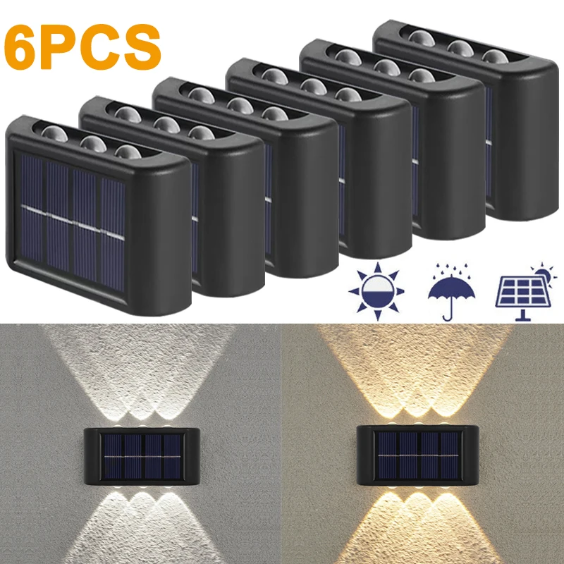 Solar Wall Lights Outdoor Decoration Street Lamp 6LED Waterproof Solar Powered Wall Lights For Villa Garden Patio Warm LED Lamp