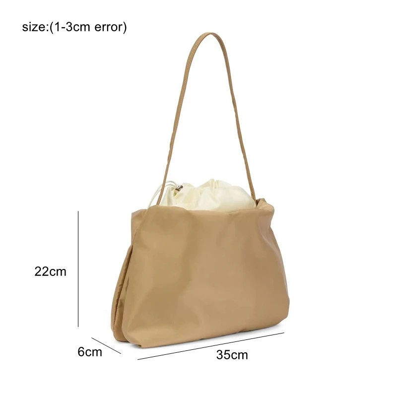 Special Nylon Cloudy Shape Long Straps Travel Bags Women\'s Large Capacity Vintage Ruched Trendy Pure Color Student Designer Bag