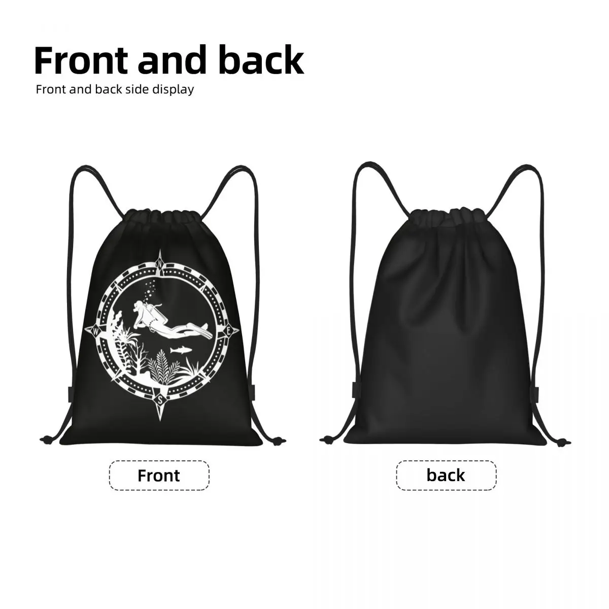 Diver Scuba Diving Compass Dive Drawstring Backpack Women Men Gym Sport Sackpack Foldable Training Bag Sack