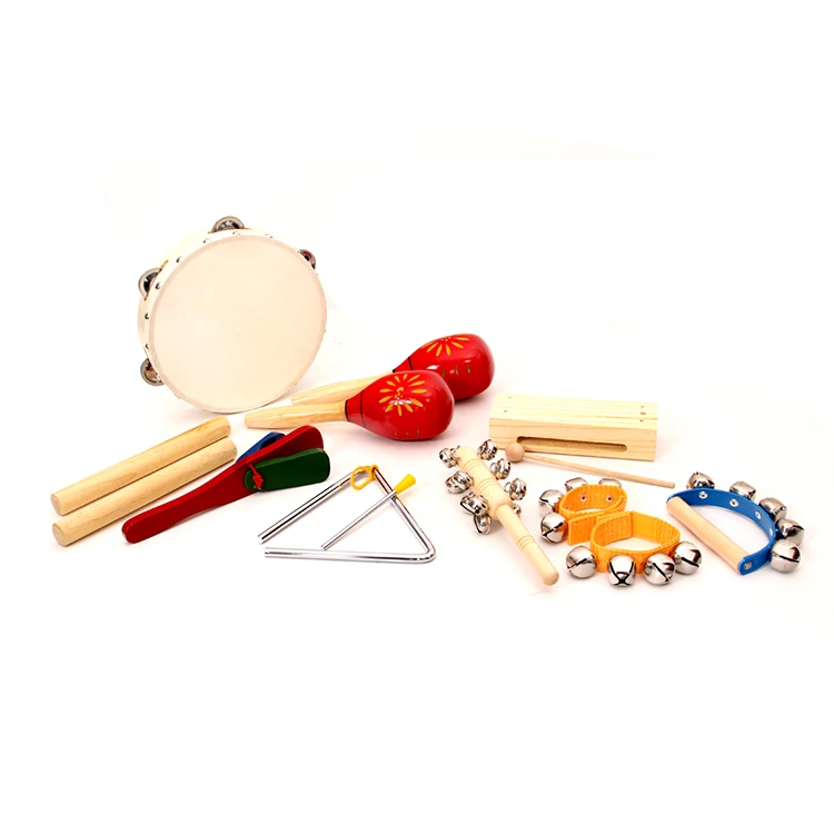 Kids Musical Instruments Set, 6PCS Montessori Educational Toys, Wooden Drum Rattle Percussion Toys for Toddlers