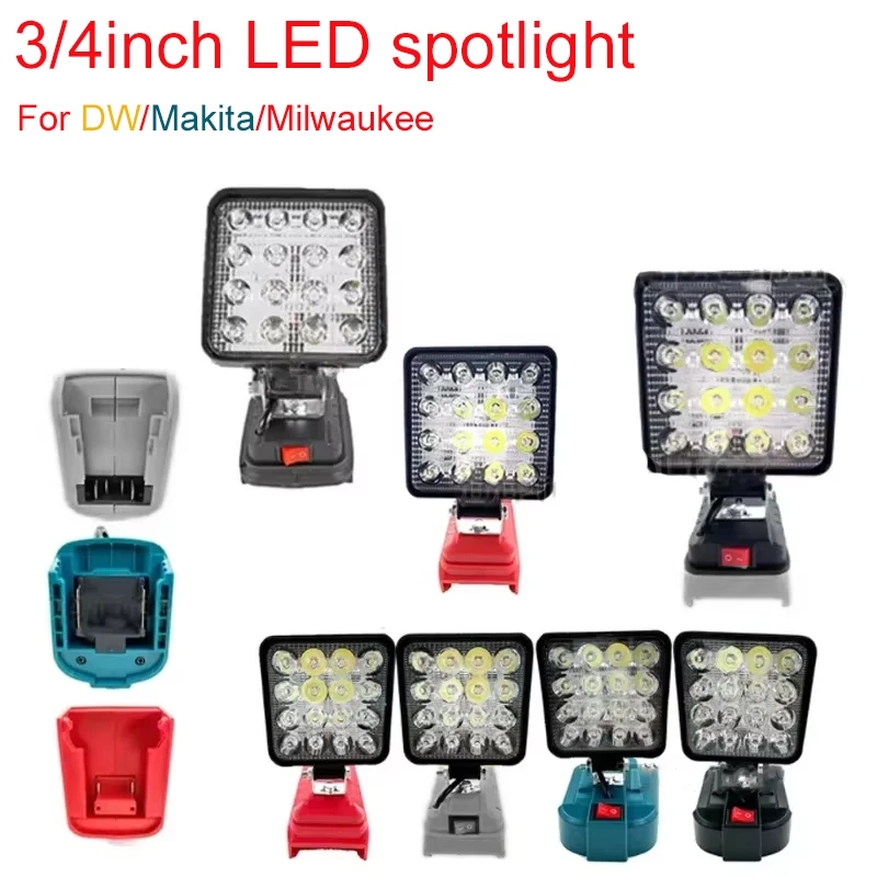 

For Makita/Dewalt/Milwaukee 3/4 Inch LED Work Light 14.4V 18V Spotlights Fishing Handheld Outdoor Emergency Lighting Camping