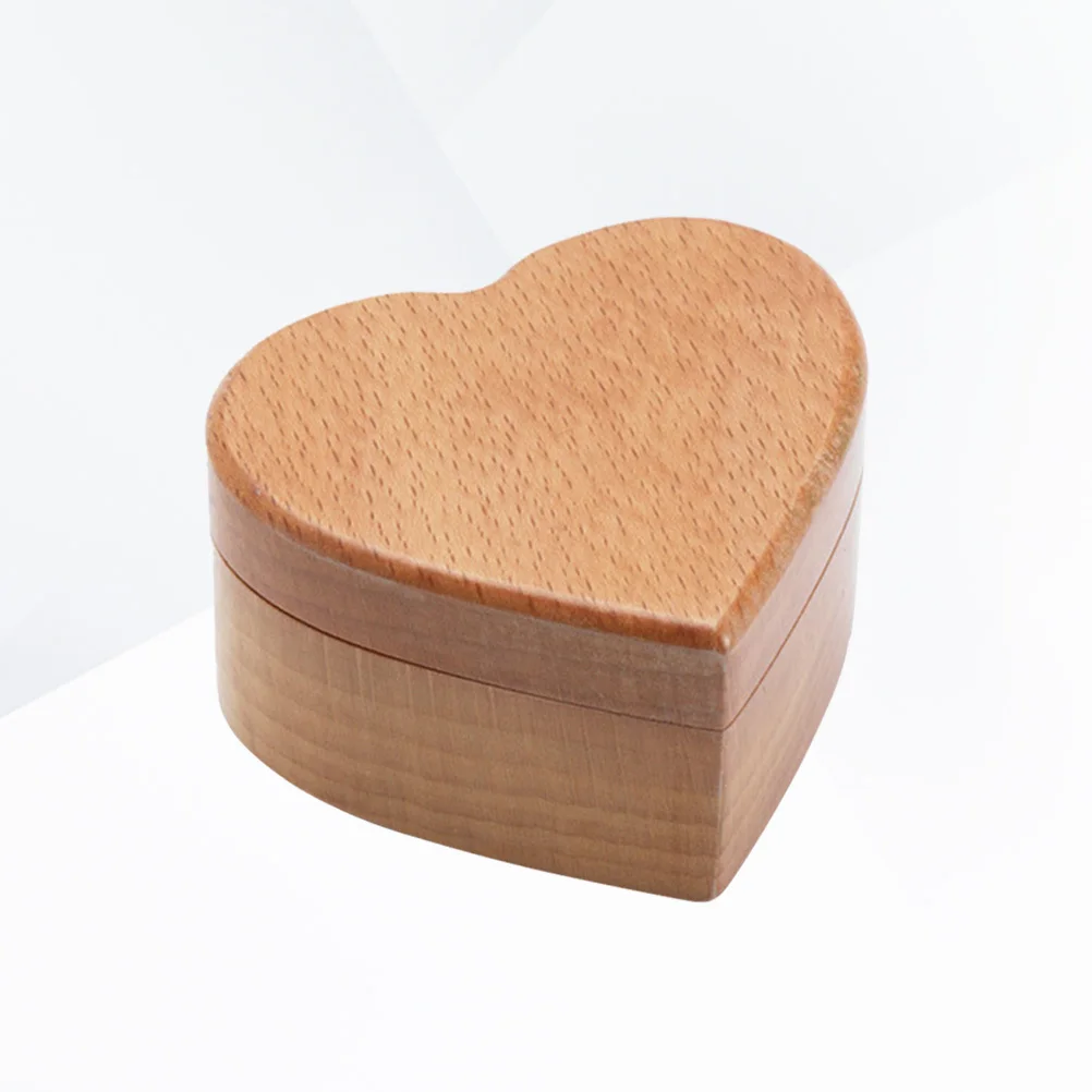 Heart Shape Beech Jewelry Box Vintage Organizer with Smooth Surface Perfect for Wedding Valentine's Day Gift Jewelry Organizer