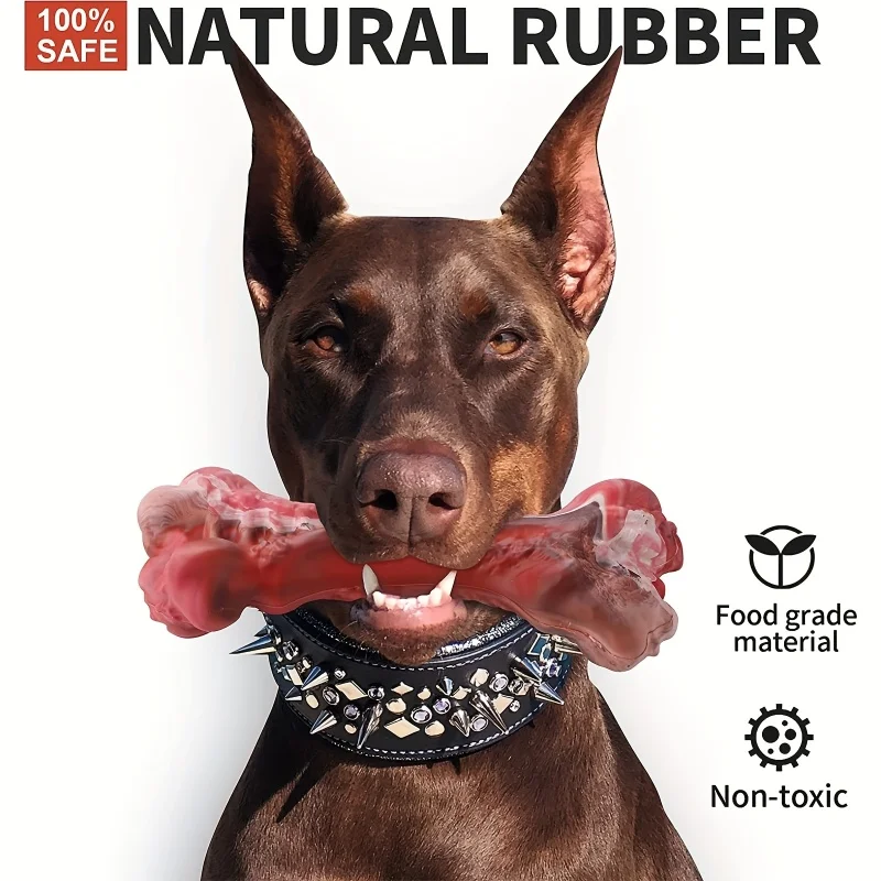 Silicone Durable Dog Chew Bone Unbreakable NoToxic Natural Rubber Toy for Aggressive Chewers Interactive Teeth Cleaning Suitable