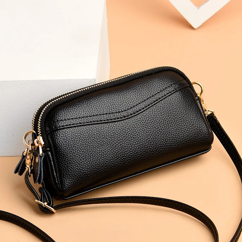 

New Women's Fashion Small Bag Korean Edition Handheld Double Zipper Single Shoulder Crossbody Bag Handheld Bag