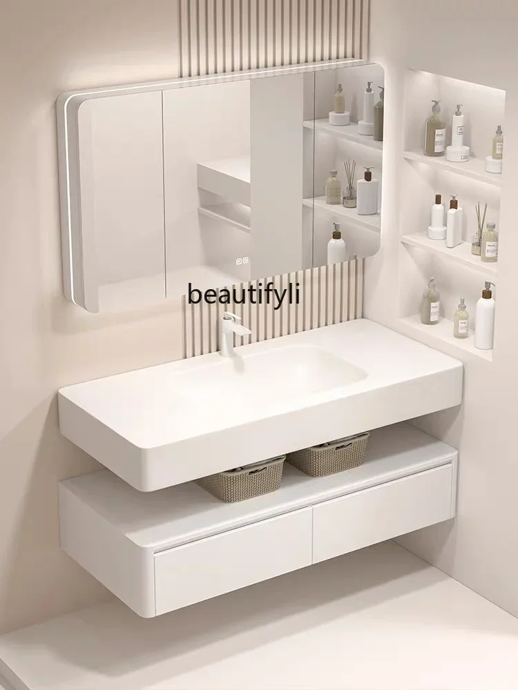 Internal and external arc integrated basin, bathroom, bathroom cabinet combination, face and hand wash basin45