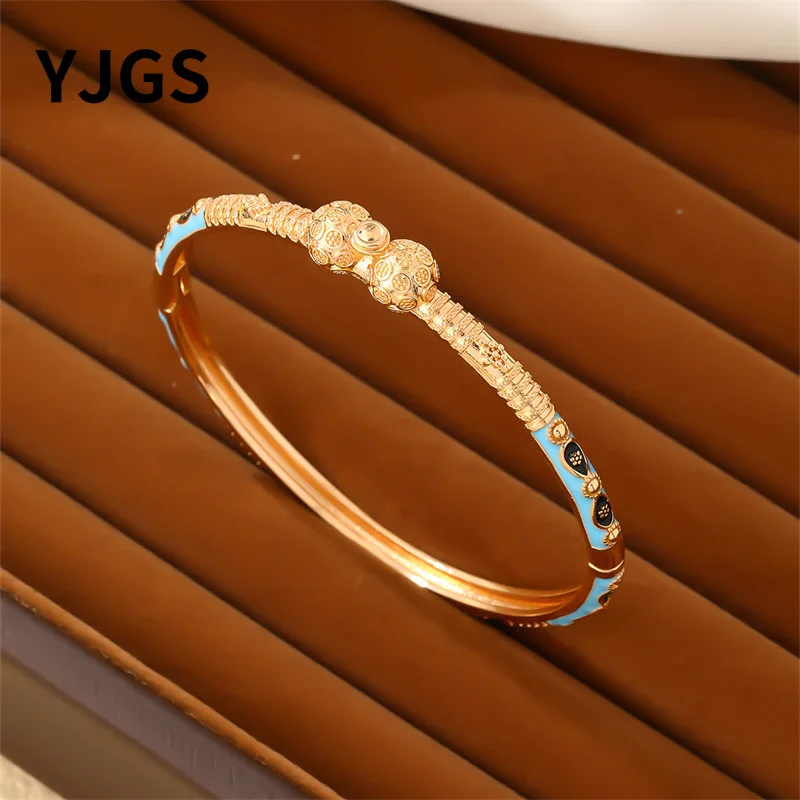 YJGS 1 Japanese and Korean Fashion Oil Dropping Bracelet with Small Design, Gold Plated Versatile French Retro Handpiece