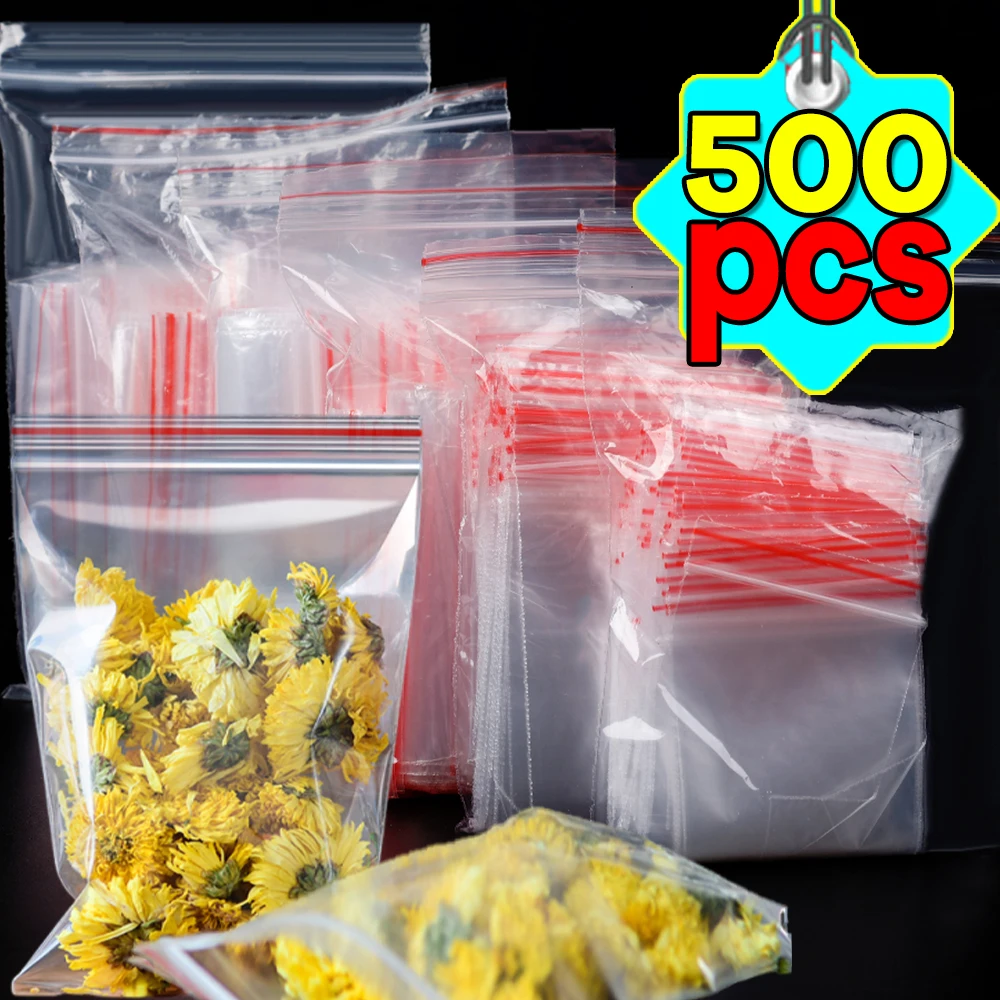 100 teile/paket Kleine Zip-Lock Plastiktüten Wiederverschließbare Transparente Tasche Schuhbeutel Vakuum Aufbewahrungstasche Lebensmittel Aufbewahrungstasche Poly Klare Taschen