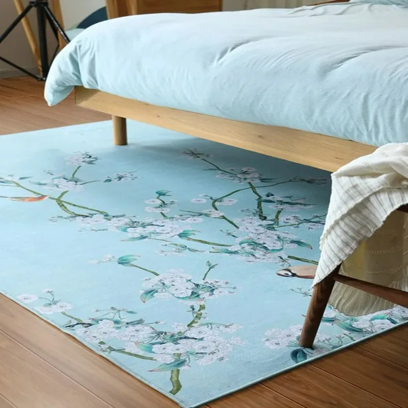 

New Chinese traditional style wedding bedside carpet 140*200cm, flowers and birds decoration rug ,pastoral floor mat