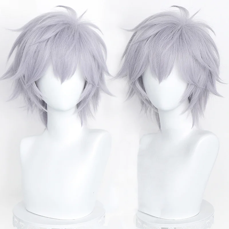 Kaworu Nagisa Cosplay Wig Anime EVA Short Purple Silver Grey Heat Resistant Synthetic Hair Halloween Wigs