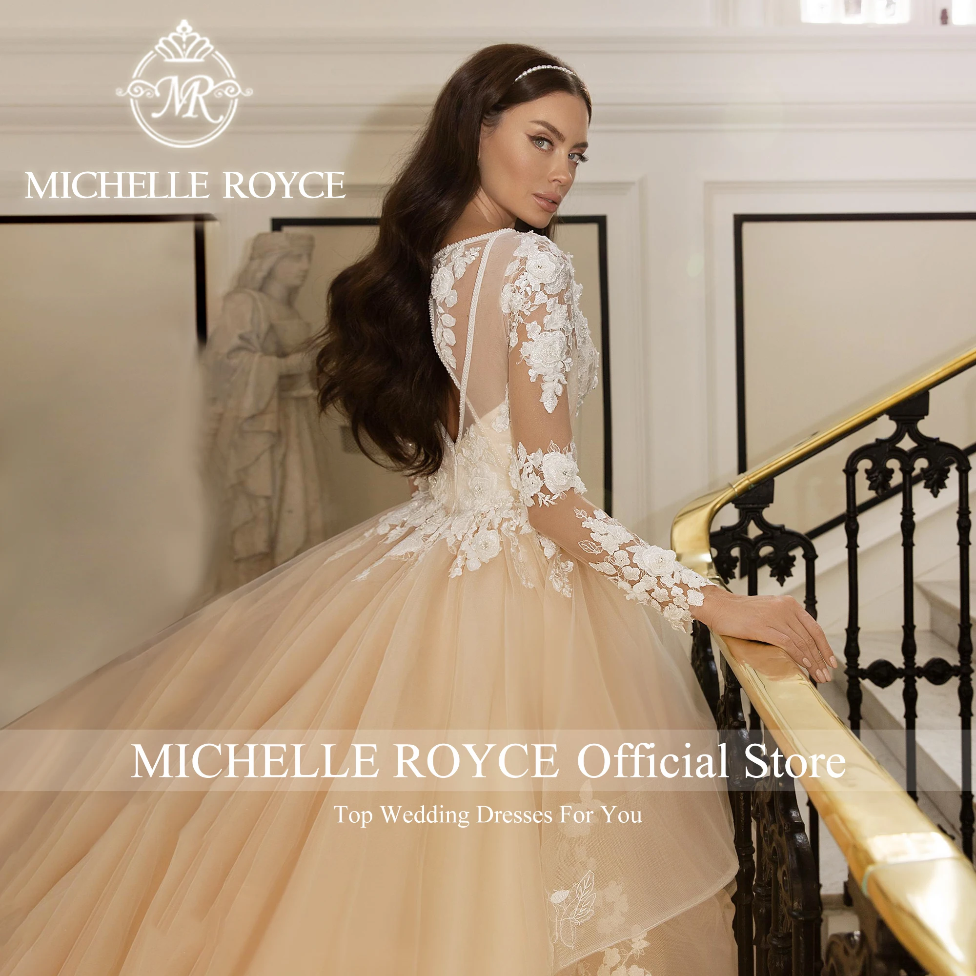 Michelle Royce Ball Gown Wedding Dresses For Woman 2024 High-end Fairy Beading Flowers Luxury Wedding Gown Vestidos De Novia