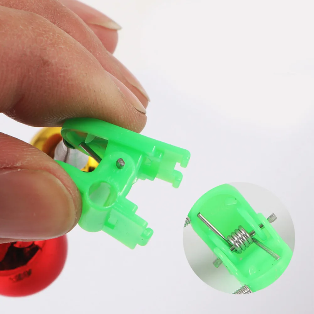 1 Pcs Fishing  Whiskers Rod Bell Rod Clamp Tip Clip Bells Ring Green ABS Lake Fishing Fishing Outdoor Metal Supplies