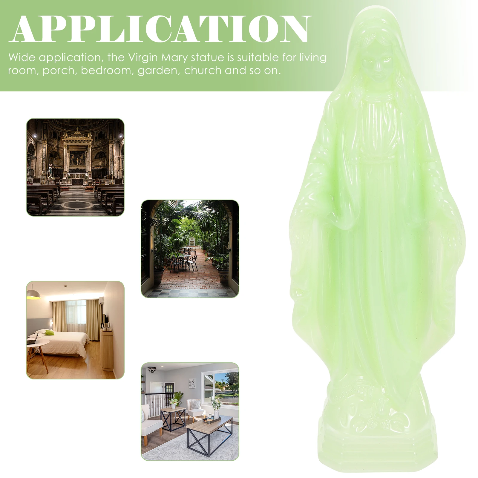 

Luminous Catholic Mother Mini Ornament Desktop Religious Decoration Tiny Statue Plastic Craft Adornment Small