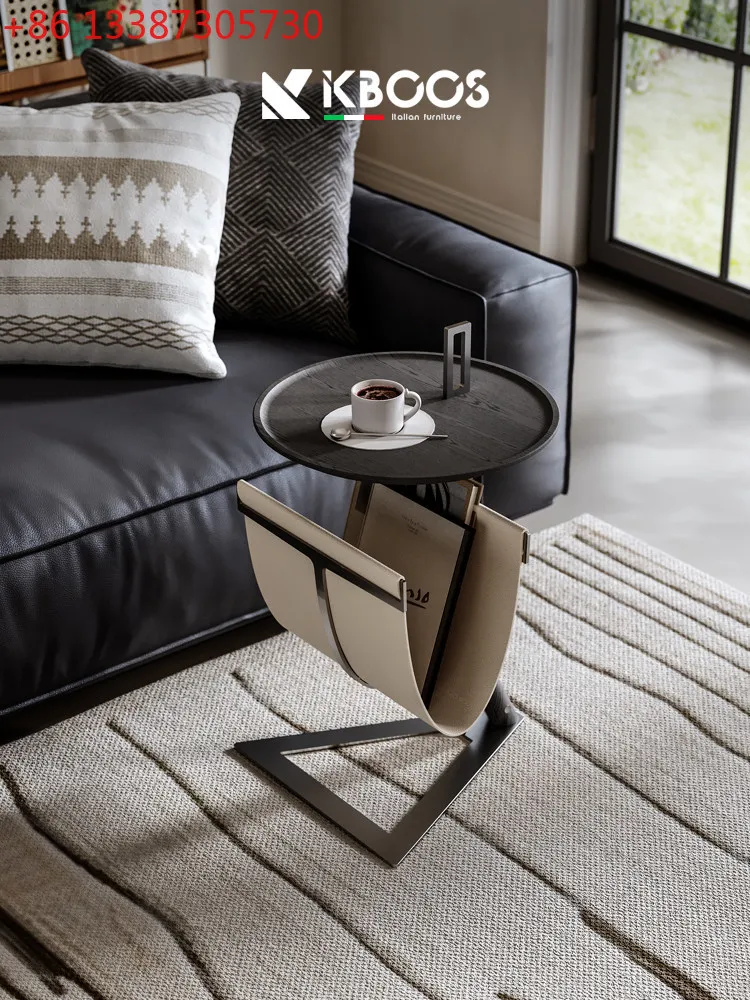 

Modern light luxury sofa corner few small apartment saddle leather Italian style side few wabi