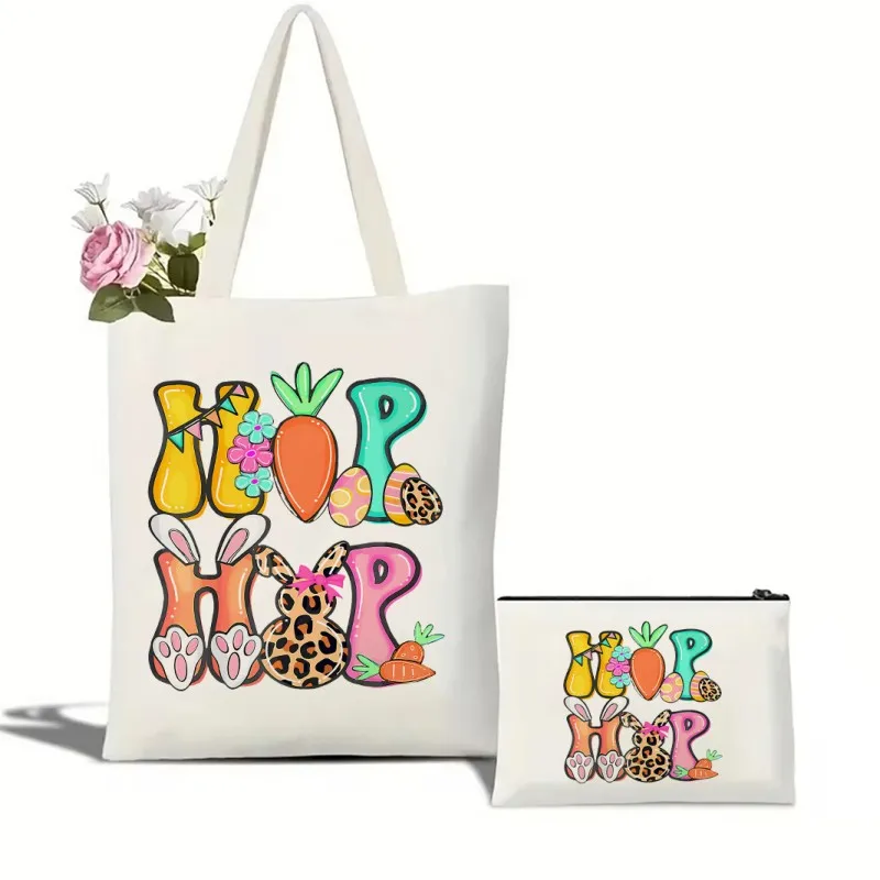 

Easter Day Tote Bag Hip Hop Easter Tote Bag Funny Bunny Tote Bag Girls Easter Shoulder Bag Cosmetic Bag Easter Gift