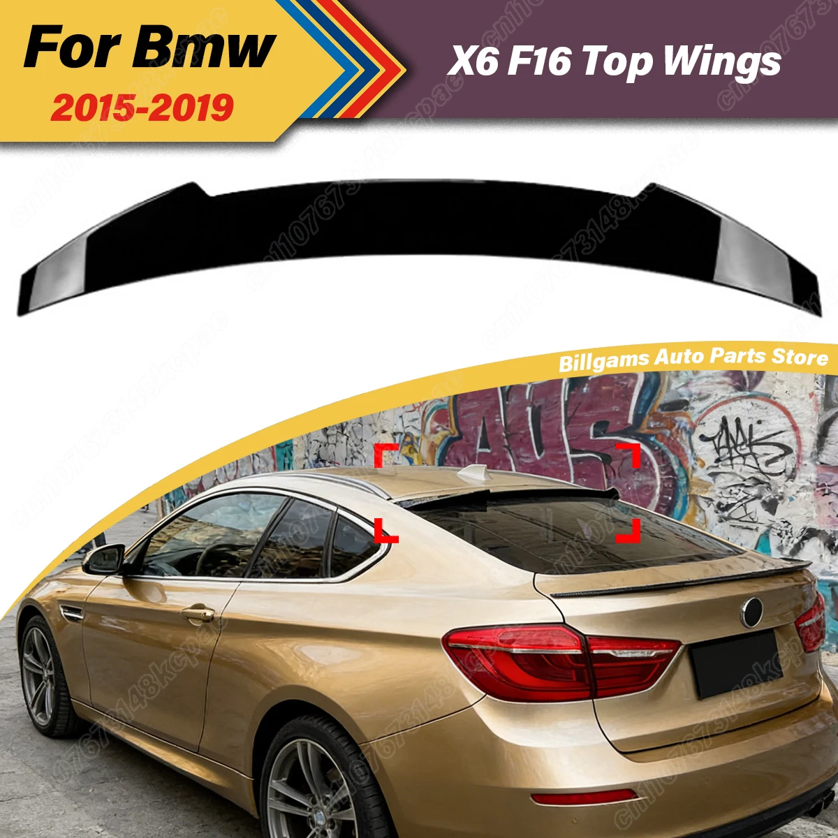 

For BMW X6 F16 2015 2016 2017 2018 2019 Automobile Rear Roof Spoiler Wing Tail Fixed Wing Modification External Accessories Kit