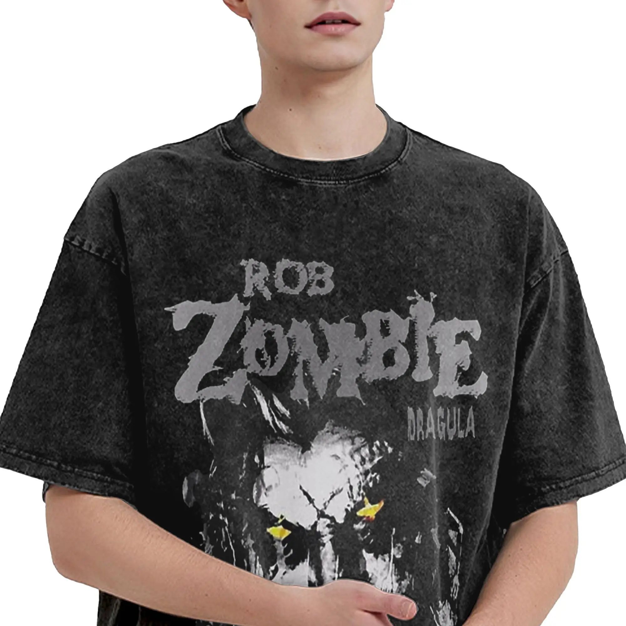 قمصان Rob Zombie المطبوعة المغسولة، قمصان كبيرة الحجم للرجال والنساء