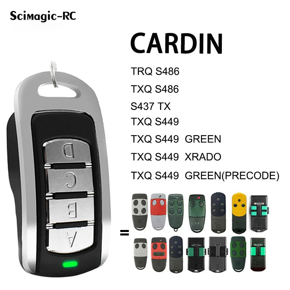 Garage Door Remote Control Compatible With CARDIN S437 S449 QZ2 QZ4 S486 S476-TX2 TRQ TXQ XRADO 433.92MHz Gate Keyfob Opener