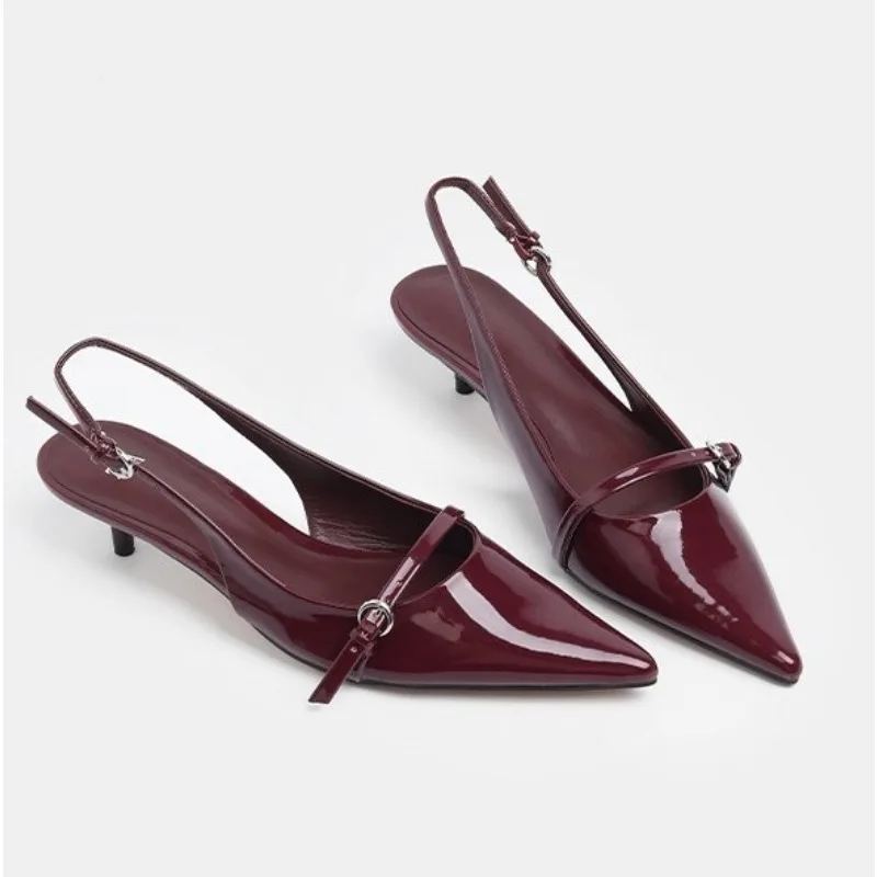 

Летние женские туфли-лодочки с закрытым носком, модные, с острым мысом, неглубоким вырезом, металлической пряжкой, нескользящие, износостойкие, на высоком каблуке