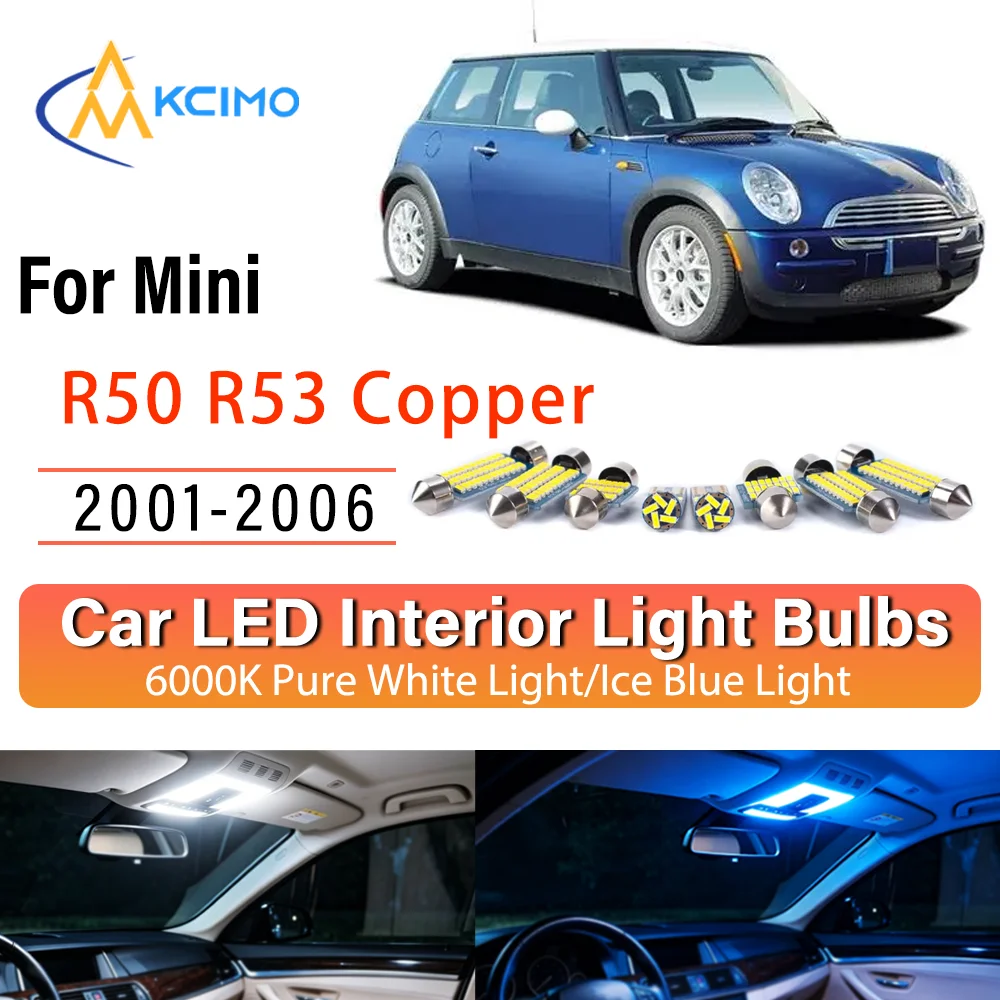 Kit de remplacement de lampes LED intérieures à éclat persistant pour Mini R50 R53 Copper 2001-2006, pour plafonnier, éclairage de tableau de bord et de coffre, amélioration des lampes de cabine