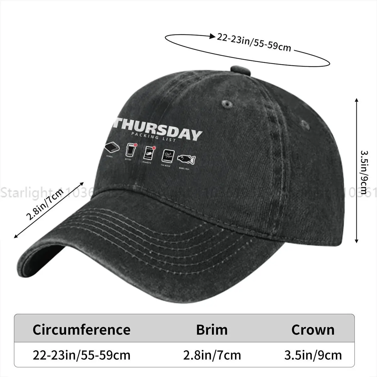 THURSDAY Packing List Baseball Cap Men Hats Women Visor Protection Snapback The Hitchhikers Guide To The Galaxy Film Caps